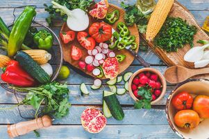 Vegetables make up the summer diet